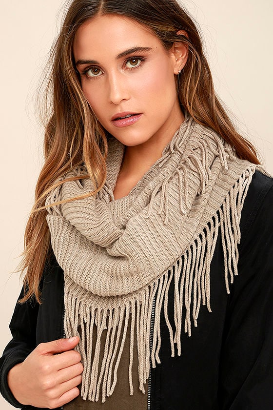 Warm My Heart Taupe Infinity Scarf