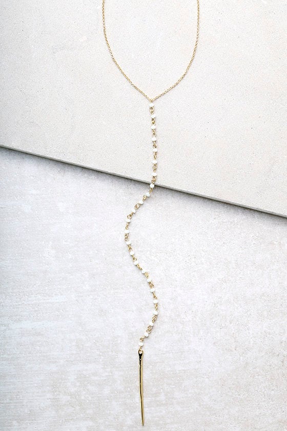 Natural Magic White and Gold Drop Necklace