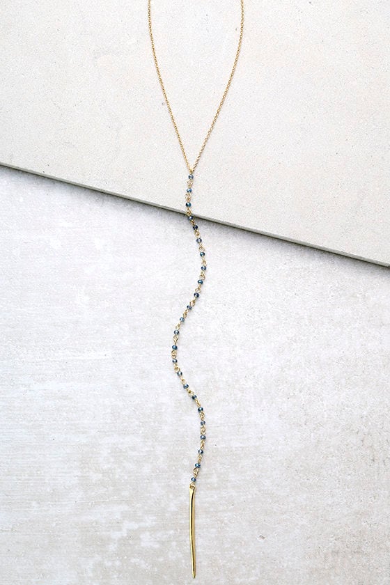 Natural Magic Blue and Gold Drop Necklace