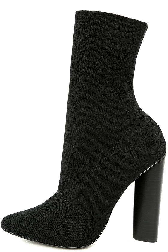 Steve Madden Capitol Black Knit Mid-Calf High Heel Boots 1
