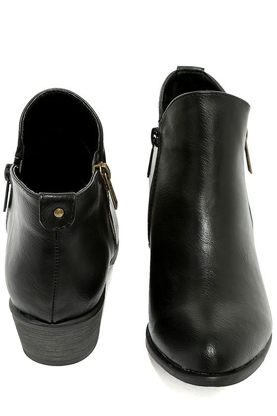 Cute Black Ankle Booties - Vegan Leather Ankle Booties - $32.00