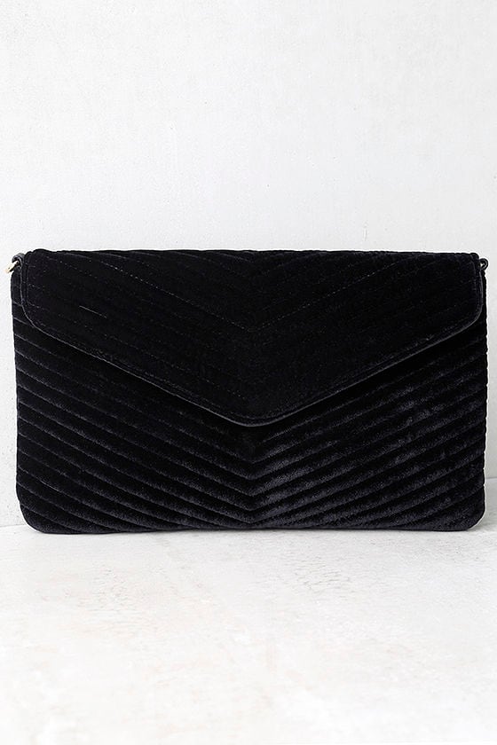 velvet black clutch