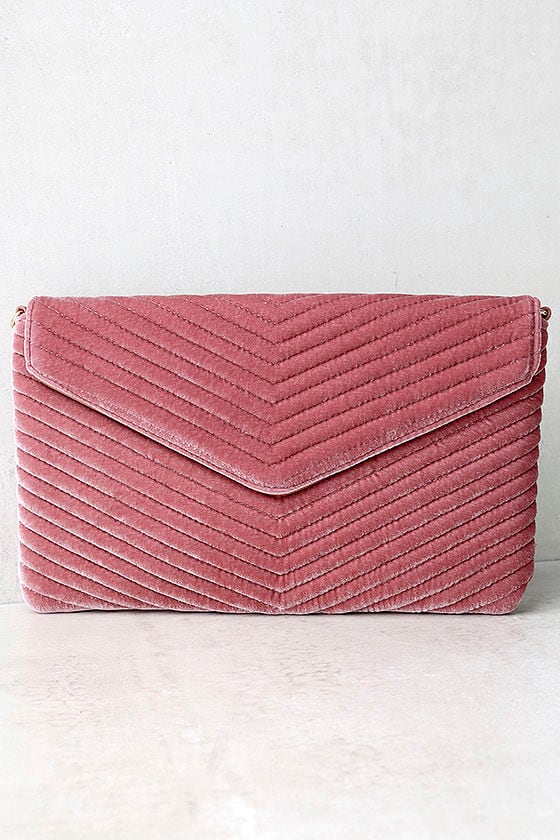 Pink sale velvet clutch