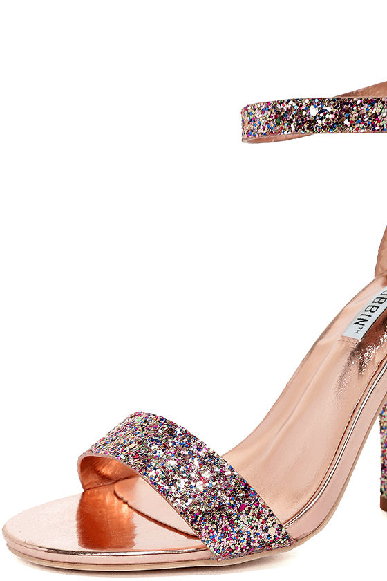 Fun Pink Glitter Heels Ankle Strap Heels Party Heels 36.00