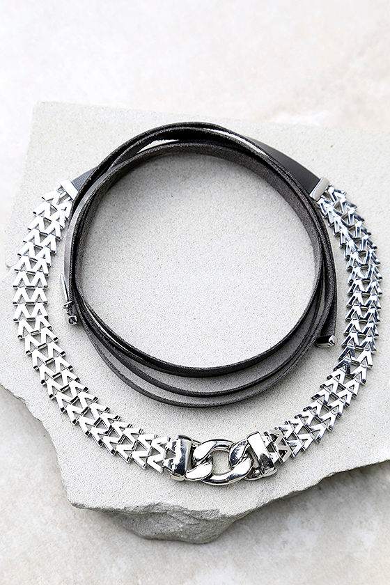Cool Black and Silver Necklace - Wrap Necklace - Choker Necklace ...