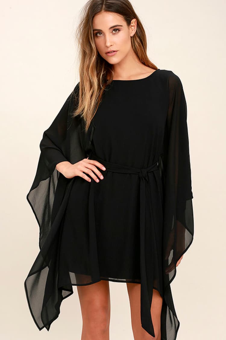 Lovely Black Dress - Kaftan Dress - Belted Dress - $57.00 - Lulus