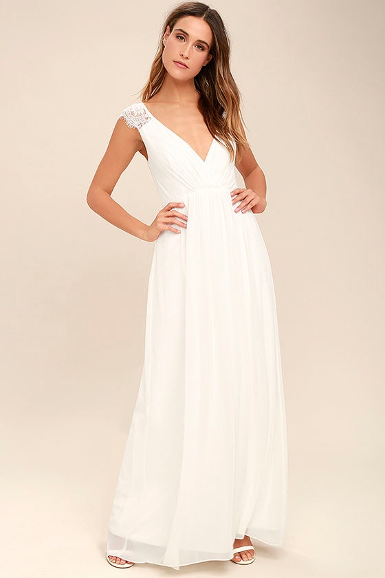 Whimsical Wonder White Lace Maxi Dress