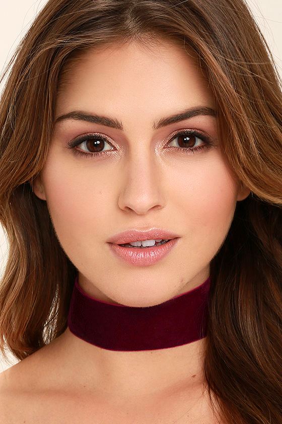Smooth Operator Burgundy Velvet Choker Necklace 1