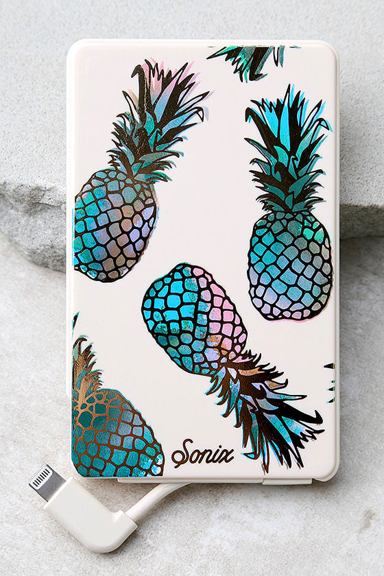Sonix Liana Pick Me Up Teal Pineapple Print Portable Charger
