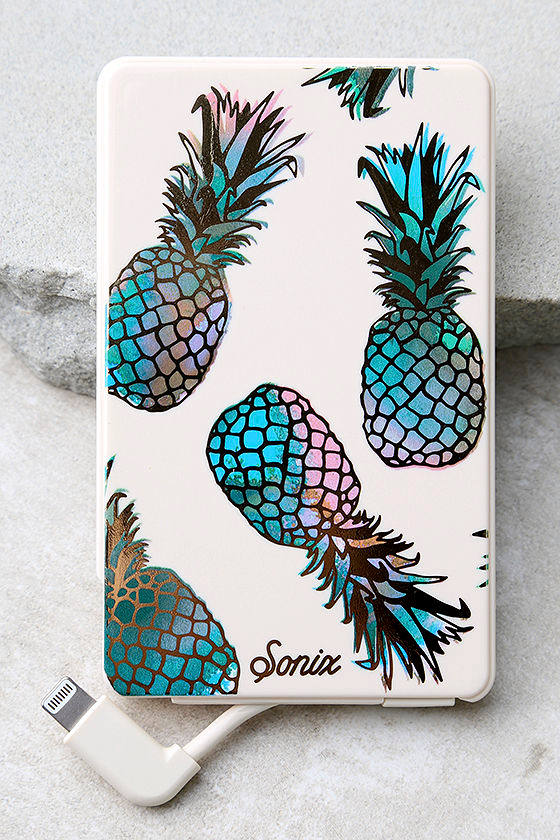 Sonix Liana Pick Me Up Teal Pineapple Print Portable Charger 1