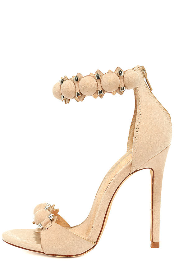 Meredith Nude Suede Ankle Strap Heels 2