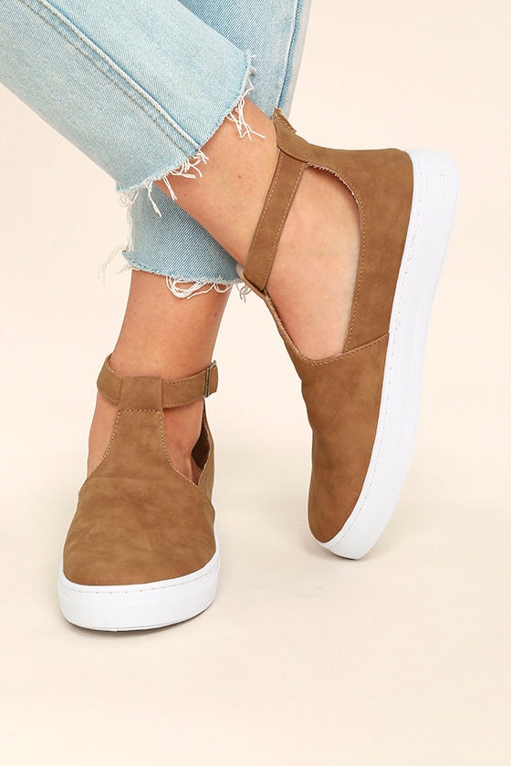 Cute Camel Sneakers - T-Strap Sneakers - Cutout Sneakers - $21.00 - Lulus