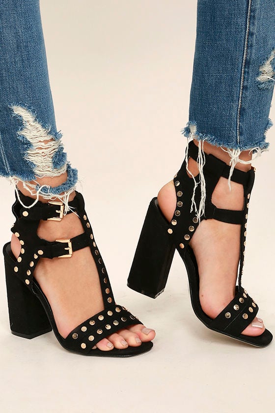 Cool Black Heels - Studded Heels 