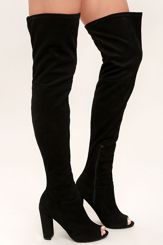 open toe thigh high boot