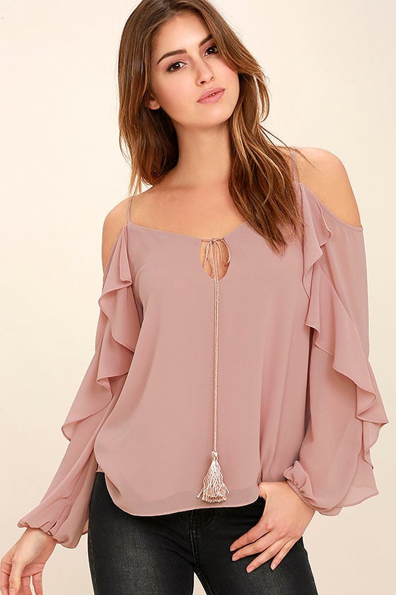 The Wonder of You Mauve Off-the-Shoulder Top 1