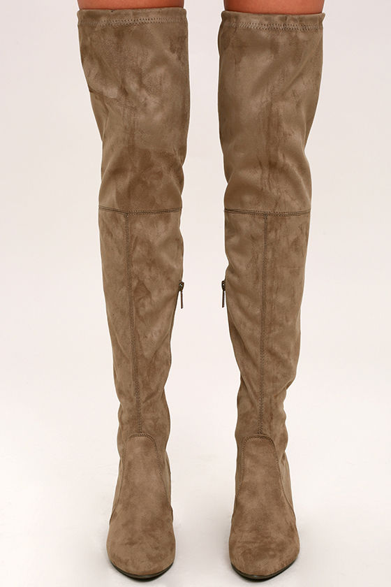 Anita Taupe Suede Over the Knee Boots