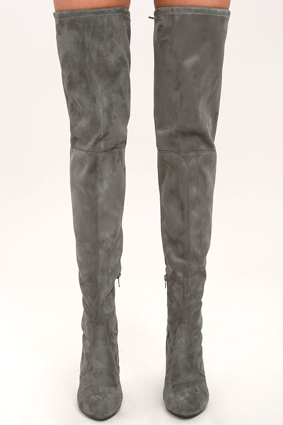 gray thigh boots