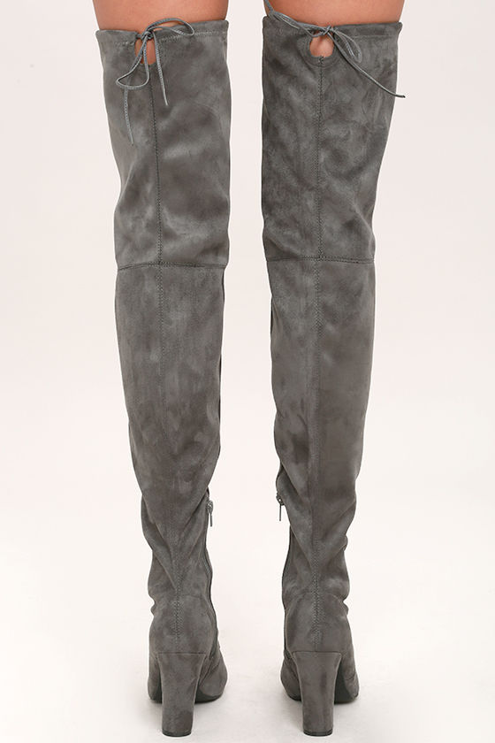 grey wide fit over the knee boots