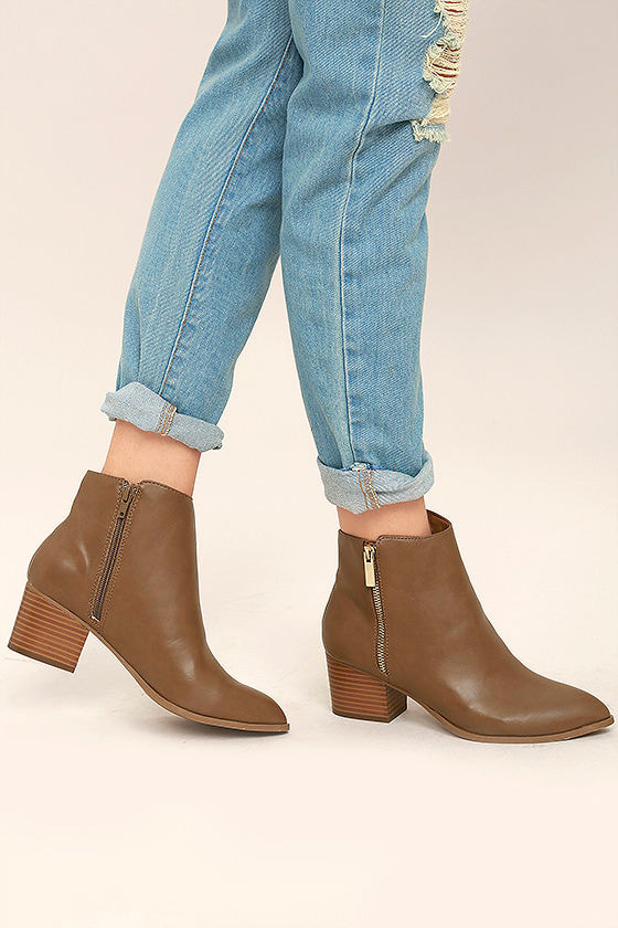 Illusion Taupe Pointed Ankle Booties