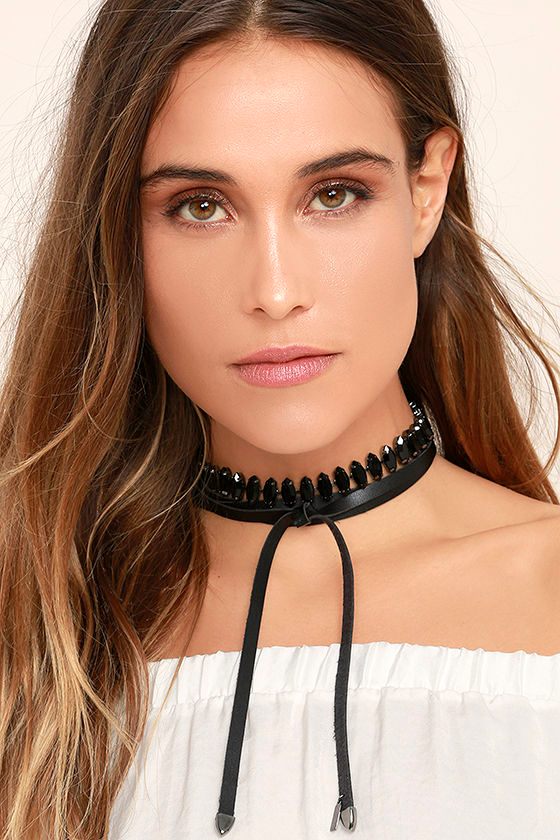 Chic Black Necklace - Wrap Necklace - Choker Necklace - Vegan Leather ...