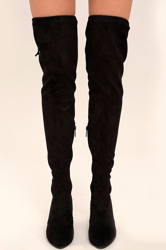 Anita Black Suede Over the Knee Boots 2