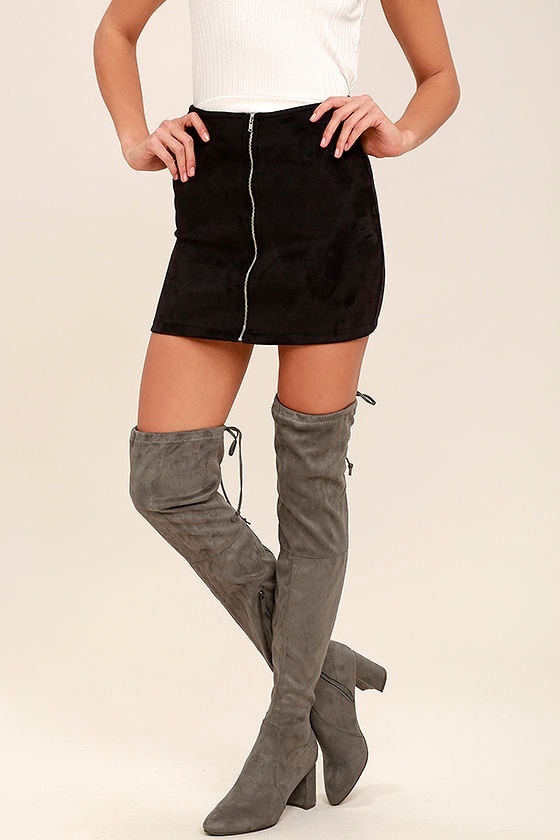 Anita Grey Suede Over the Knee Boots