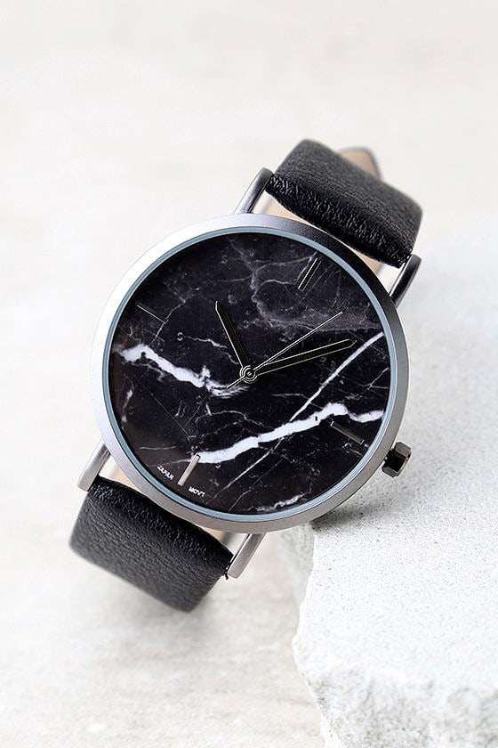 Clock Out Black Marble Watch