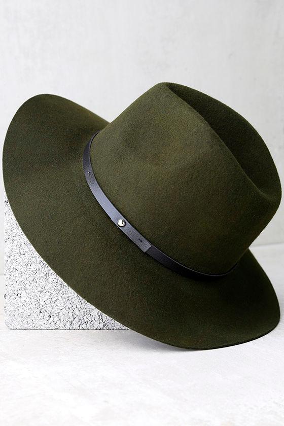Chic Olive Green Fedora Felted Wool Fedora Floppy Fedora 32.00