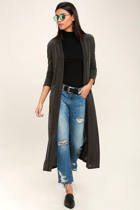 charcoal grey long cardigan