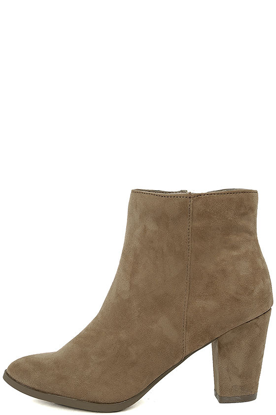 Ryleigh Taupe Suede Ankle Booties