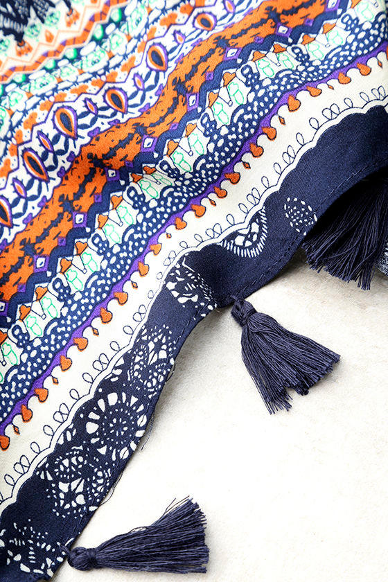 Fun and Games Navy Blue Print Scarf 2
