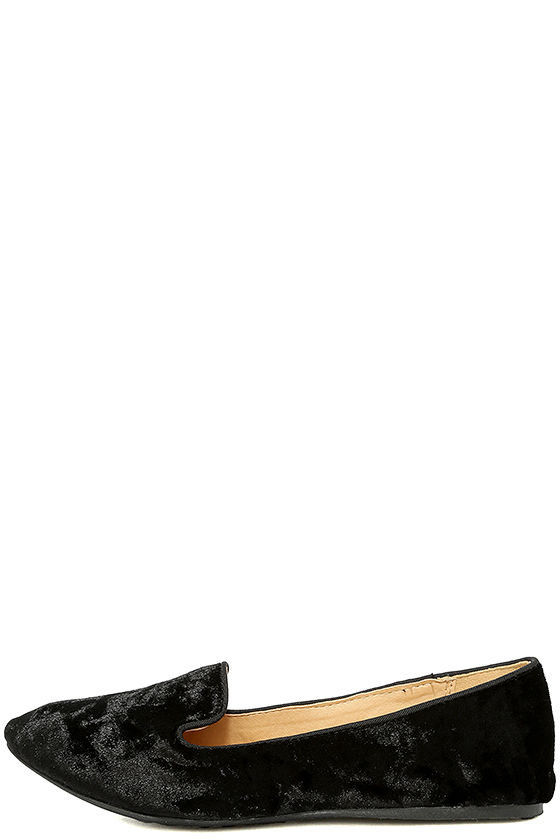 Black Velvet Loafers Womens Black Smoking Loafers Black Velvet