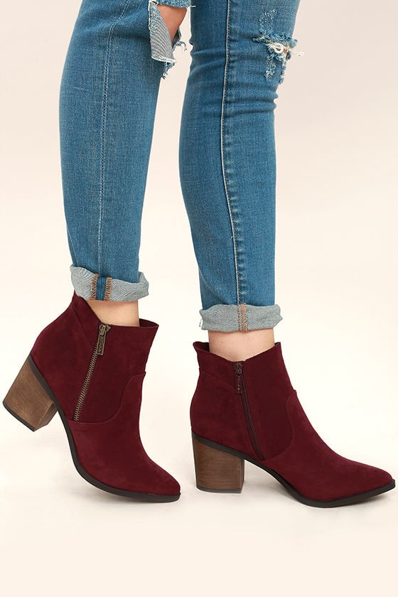 wine ankle boots