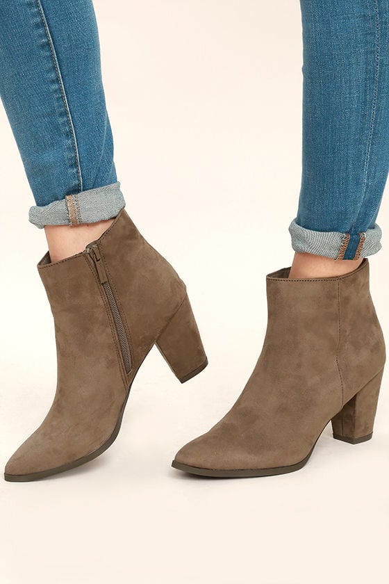 Ryleigh Taupe Suede Ankle Booties