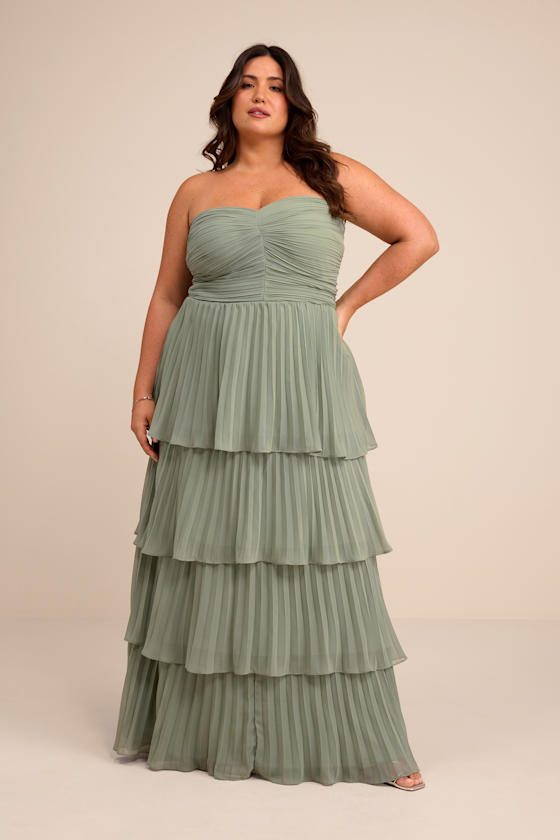 Sage Maxi Dress - Pleated Maxi Dress- Strapless Tiered Dress - Image 5