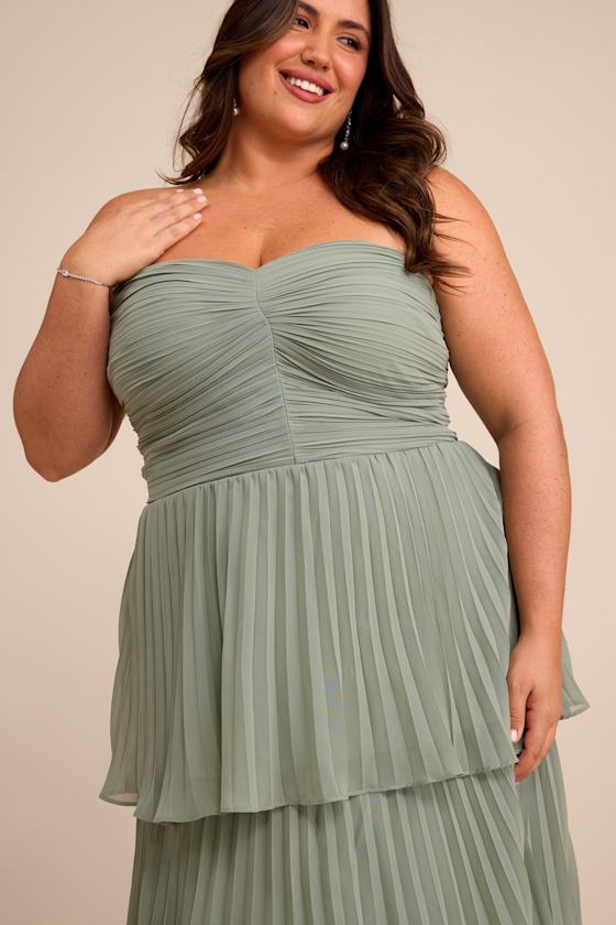 Sage Maxi Dress - Pleated Maxi Dress- Strapless Tiered Dress - Image 6