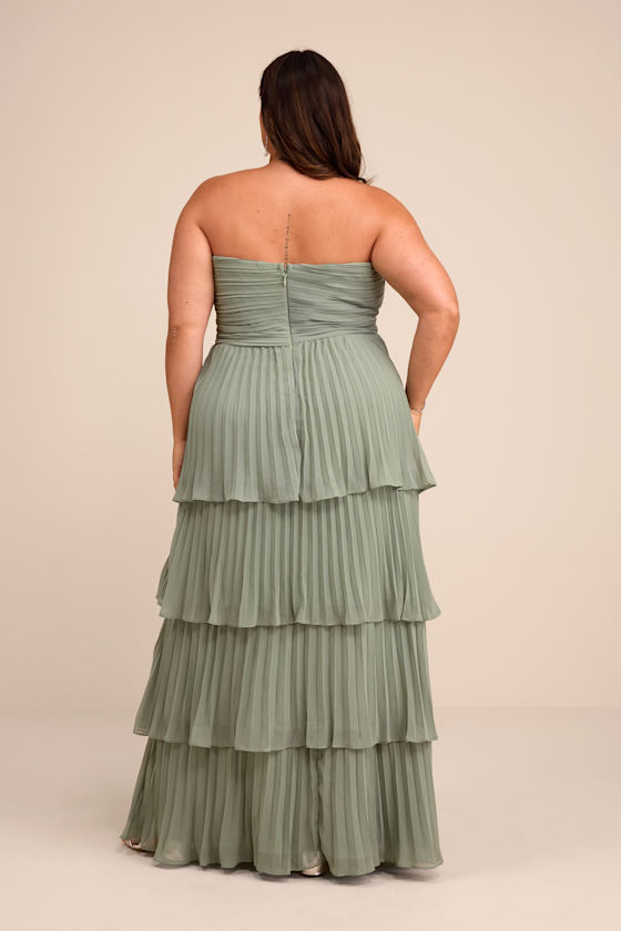 Sage Maxi Dress - Pleated Maxi Dress- Strapless Tiered Dress - Image 7