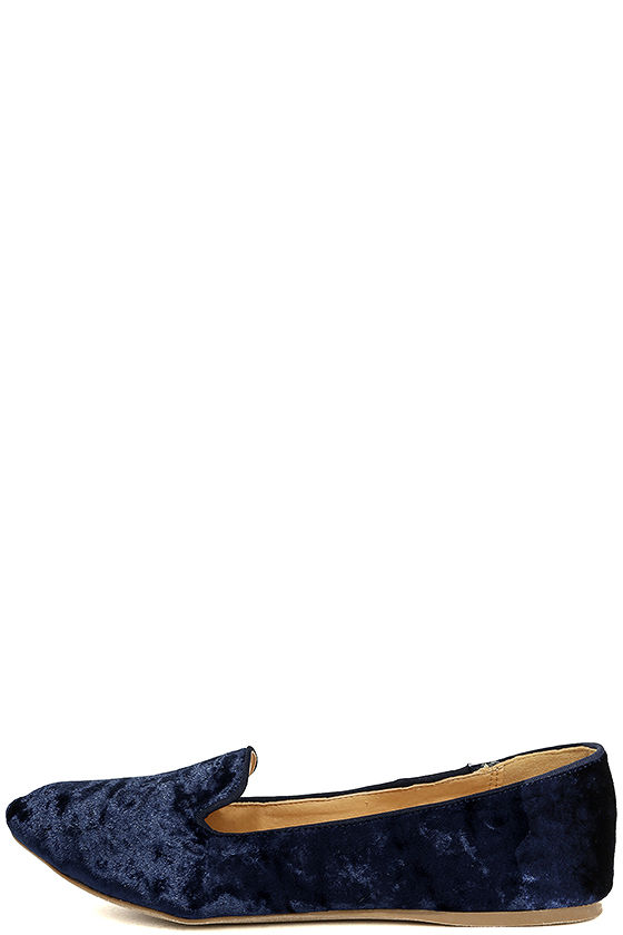 navy velvet loafers