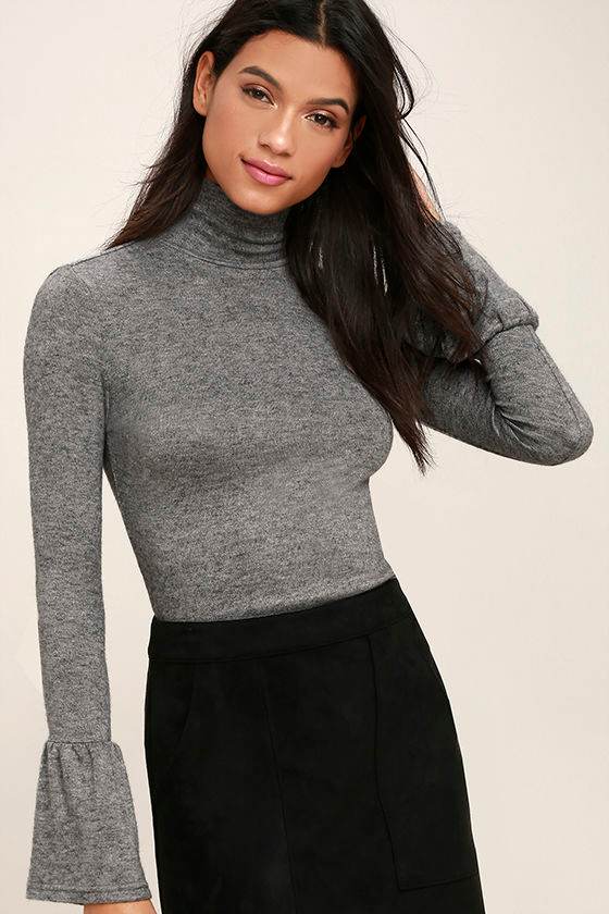 womens grey mock turtleneck