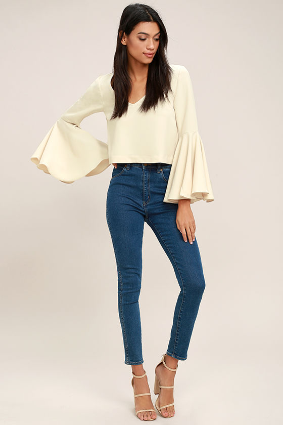 Ring the Bell Cream Long Sleeve Crop Top 2