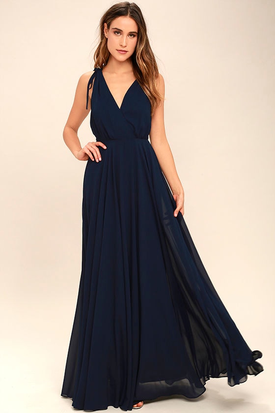 Lovely Navy Blue Maxi Dress - Backless Maxi Dress - Blue Gown - $84.00 ...