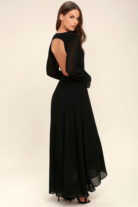 Stunning Black Maxi Dress - Backless Maxi - Long Sleeve Maxi - $58.00 ...