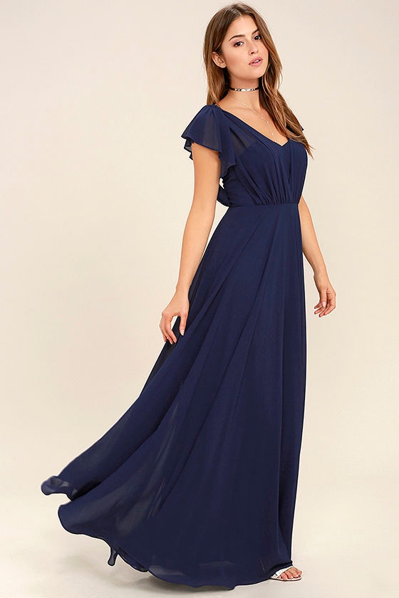 Stunning Navy Blue Dress - Maxi Dress - Gown - $89.00