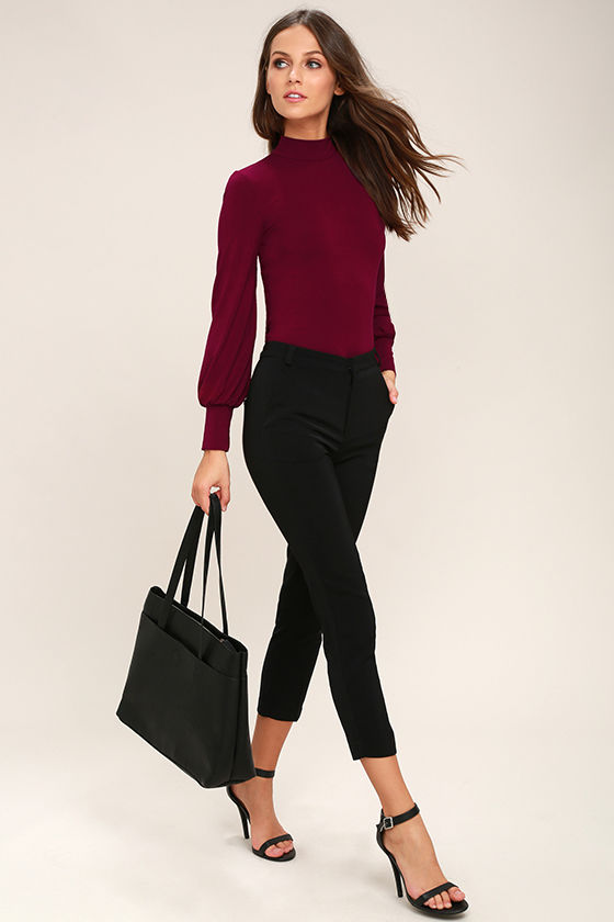 My Kind of Party Wine Red Backless Long Sleeve Top 2