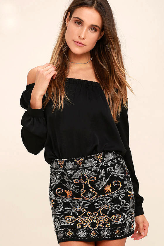 Your Year Black Beaded Mini Skirt 1