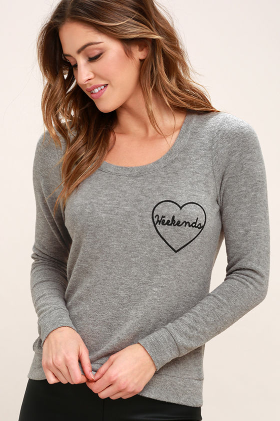 Chaser Weekend Love Sweater - Heather Grey Sweater - Backless Sweater ...