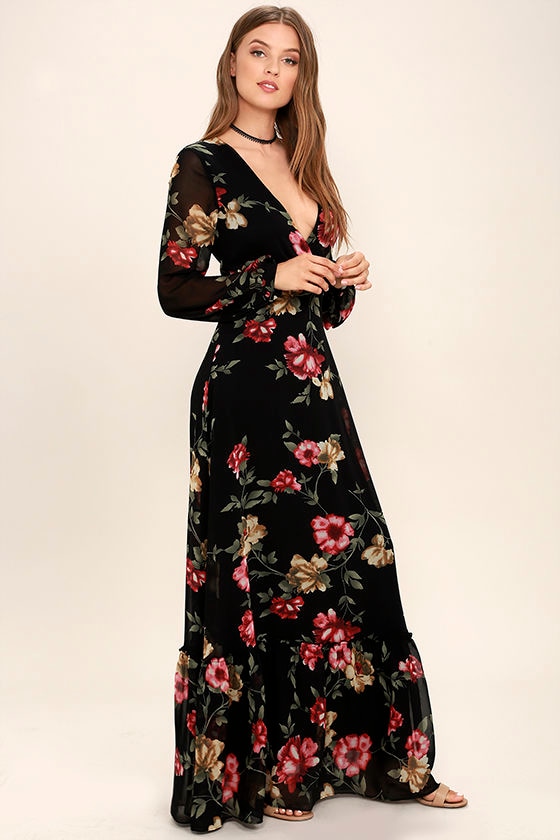 Chateau de Versailles Black Floral Print Maxi Dress 2