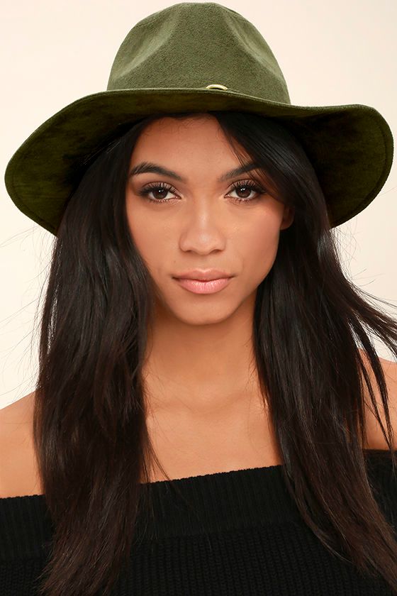 olive green fedora hat