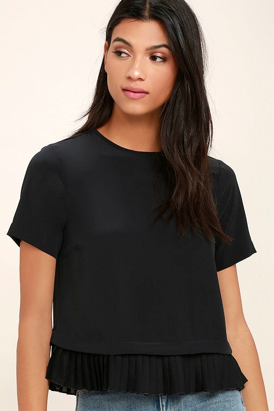 black short sleeve top ladies