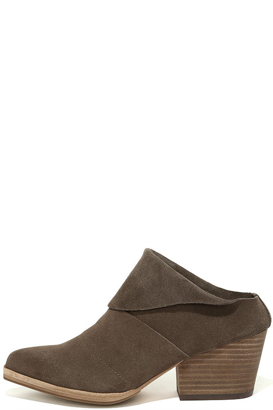 taupe suede mules
